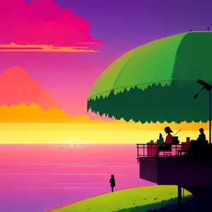 Vibrant Summer Skyline Over Seascape with Colorful Landscape