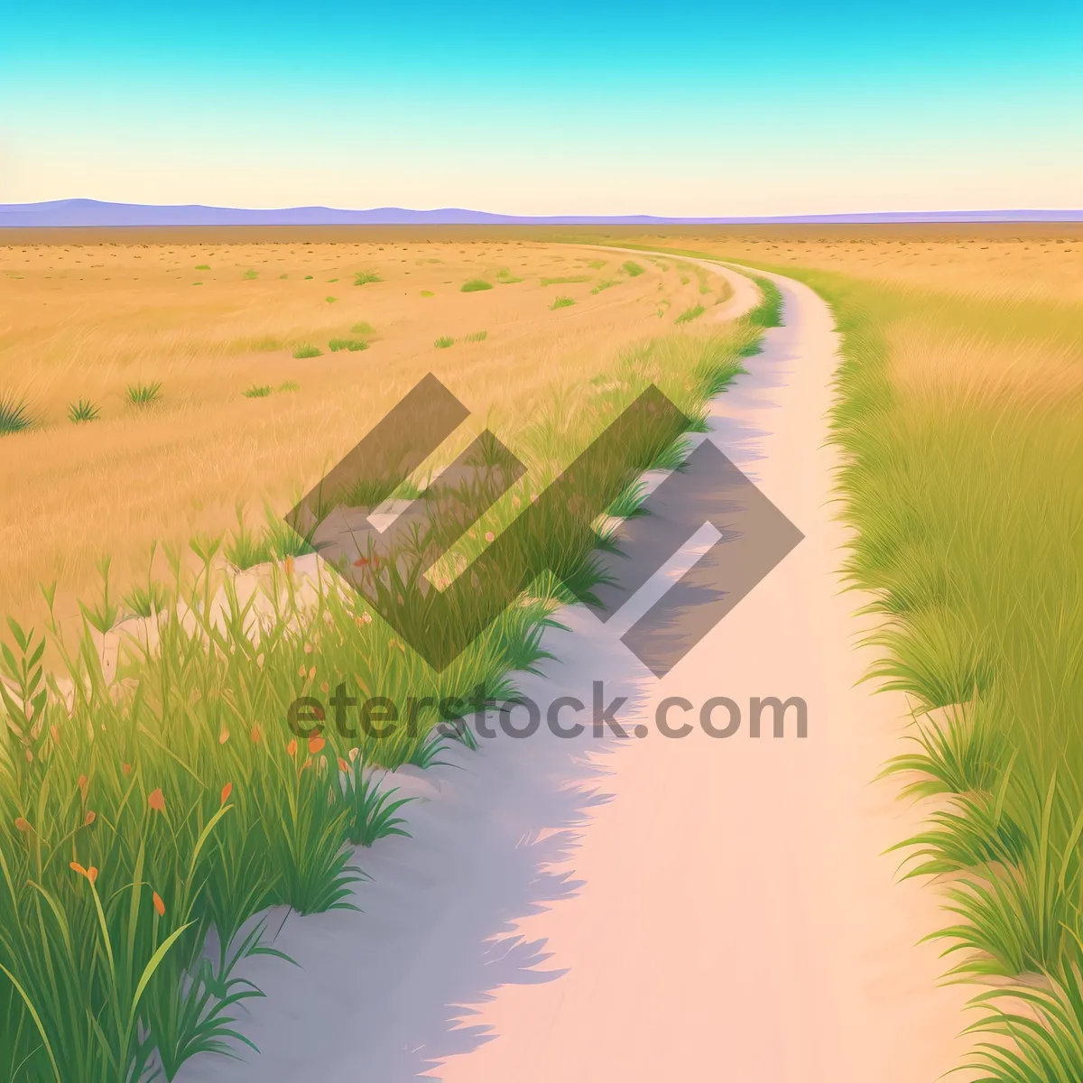 Picture of Golden Wheat Field Under Sunny Summer Sky