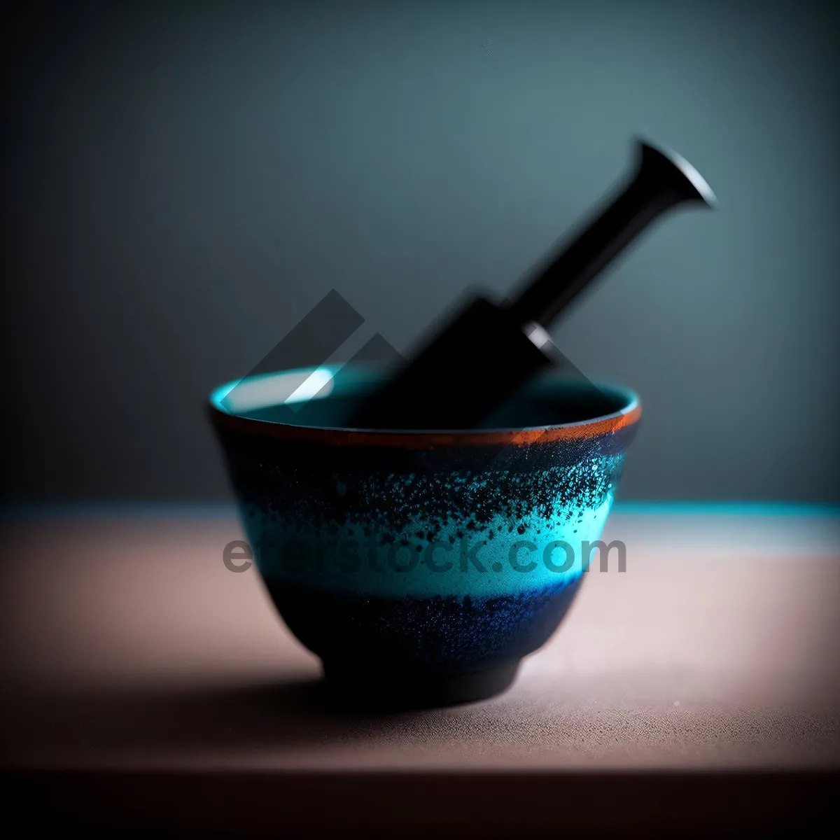 Picture of Handcrafted Soup Bowl with Mortar and Pestle