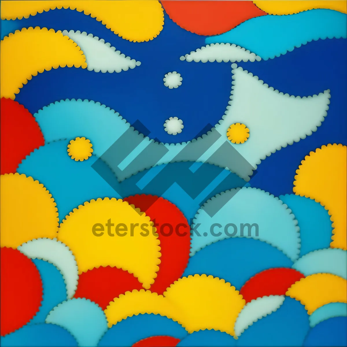 Picture of Colorful retro design graphic shape wallpaper pattern.