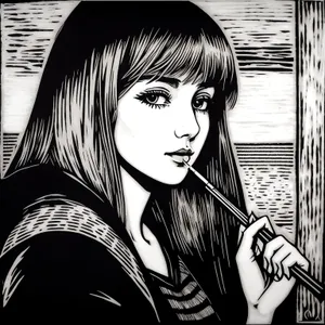 Stunning Violinist: Portrait of Attractive Musician in Comic Book Style