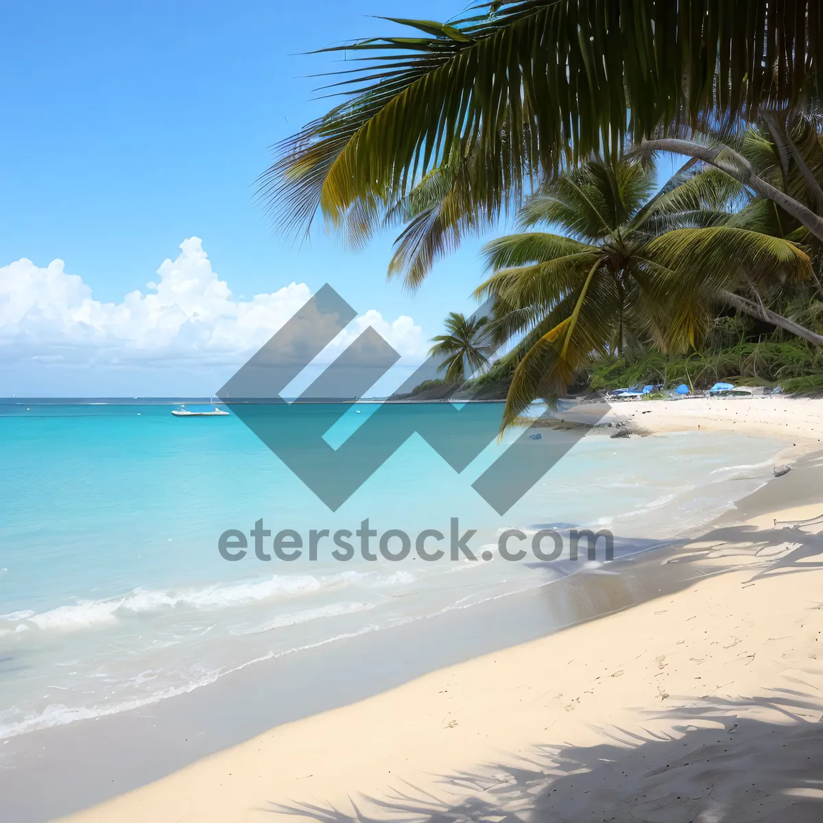 Picture of Tropical beach vacation paradise under a sunny sky