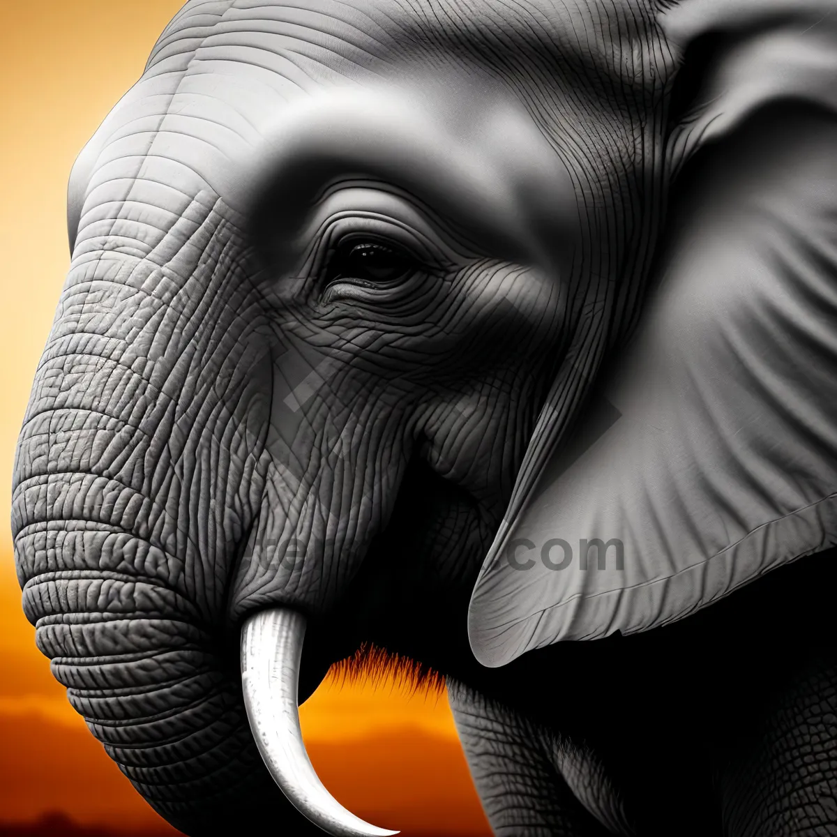 Picture of Majestic Safari Elephant Concealed Behind Mask