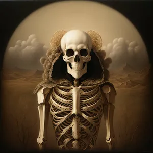Terrifying Skull Mask Hauntingly Covers Human Skeleton
