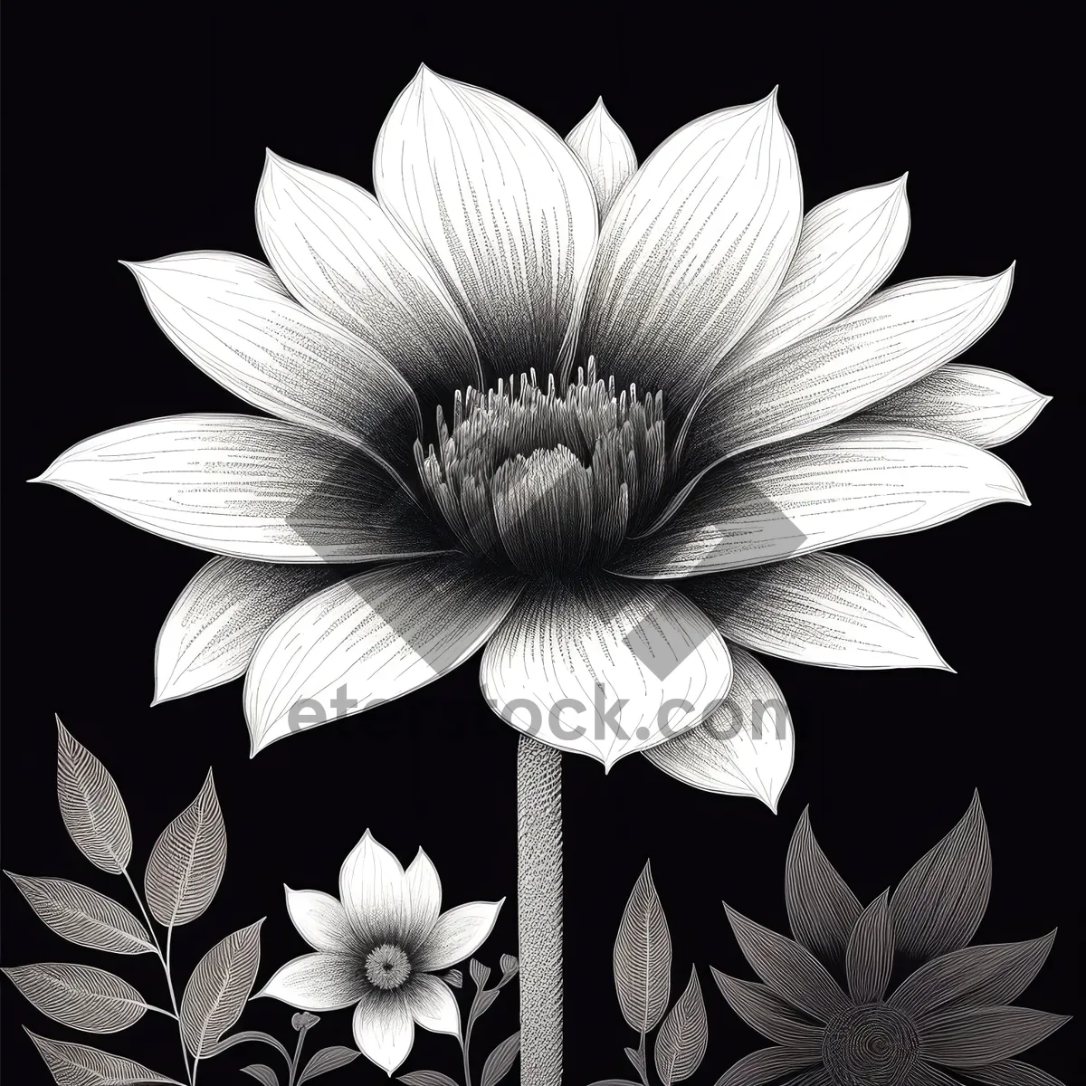 Picture of Lotus Blossom - Floral Stencil Design with Colorful Petals