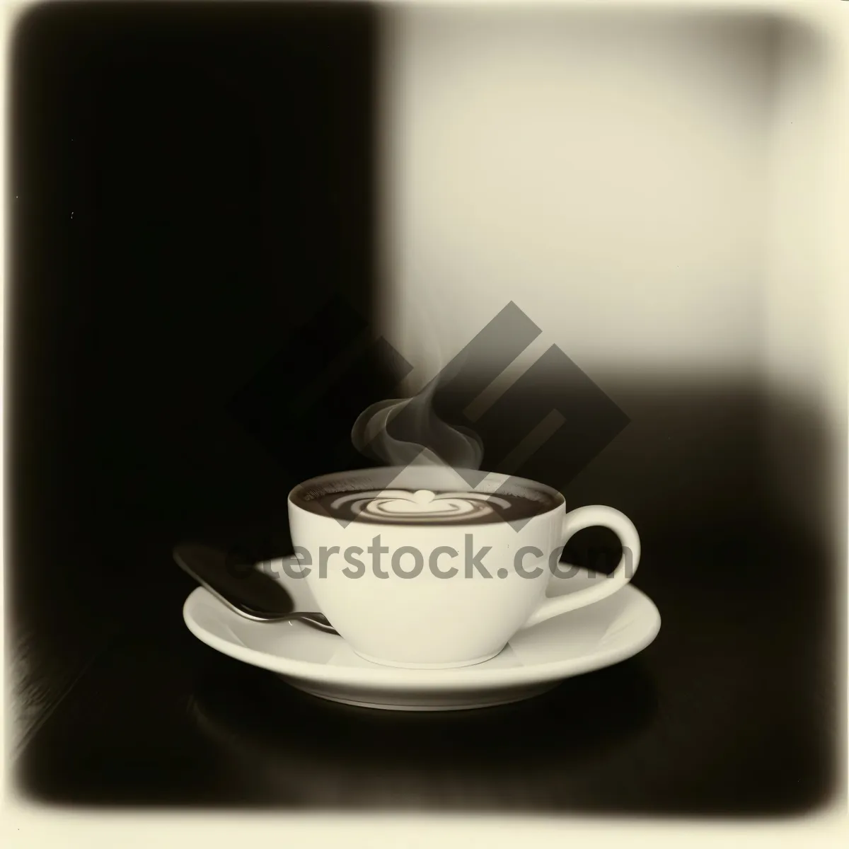 Picture of Dark Breakfast Delight: Coffee Cup Refreshment on Saucer