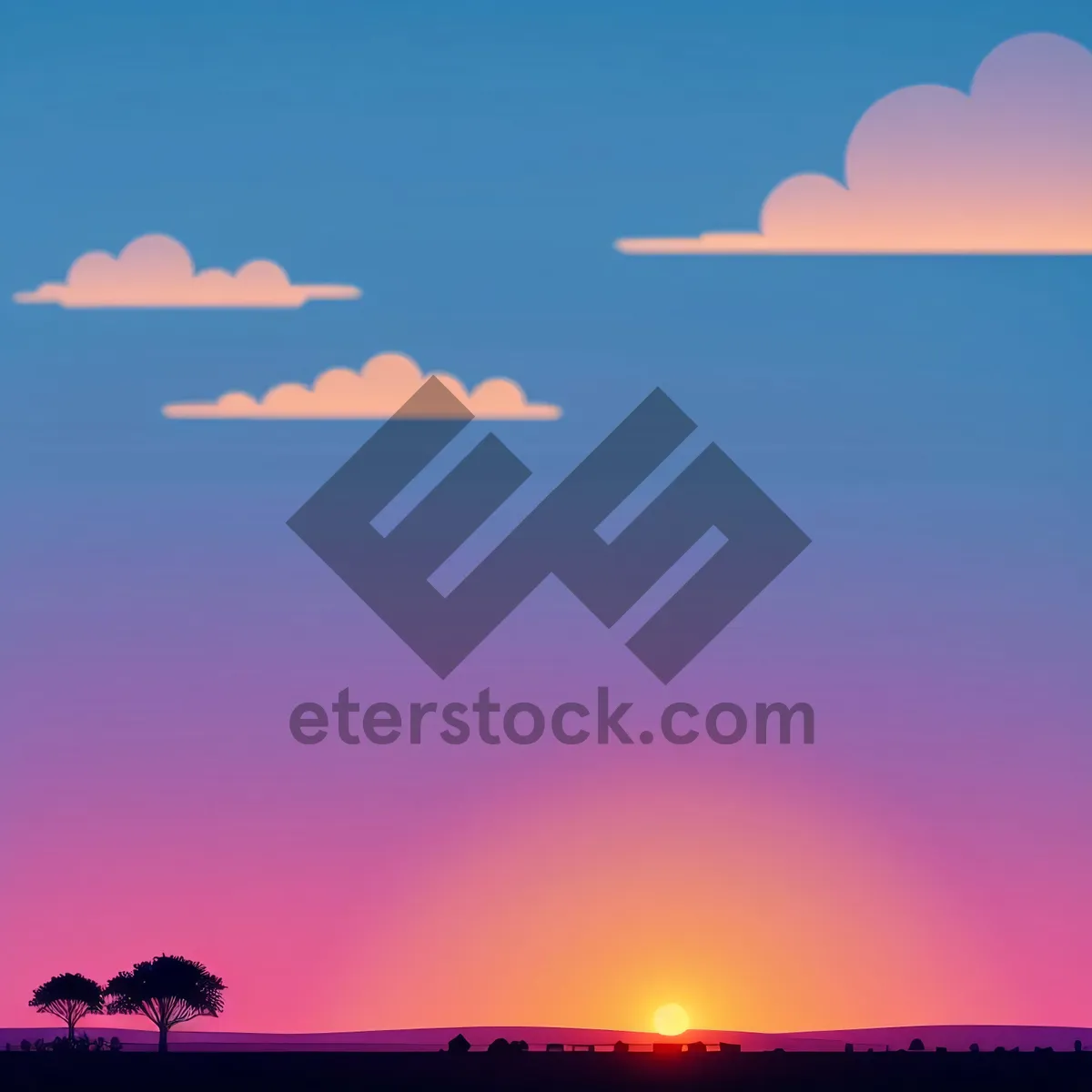 Picture of Vibrant Sunset Over Coastal Horizon