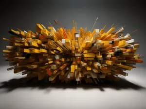 Colorful artist drawing a bright sea urchin with pencils