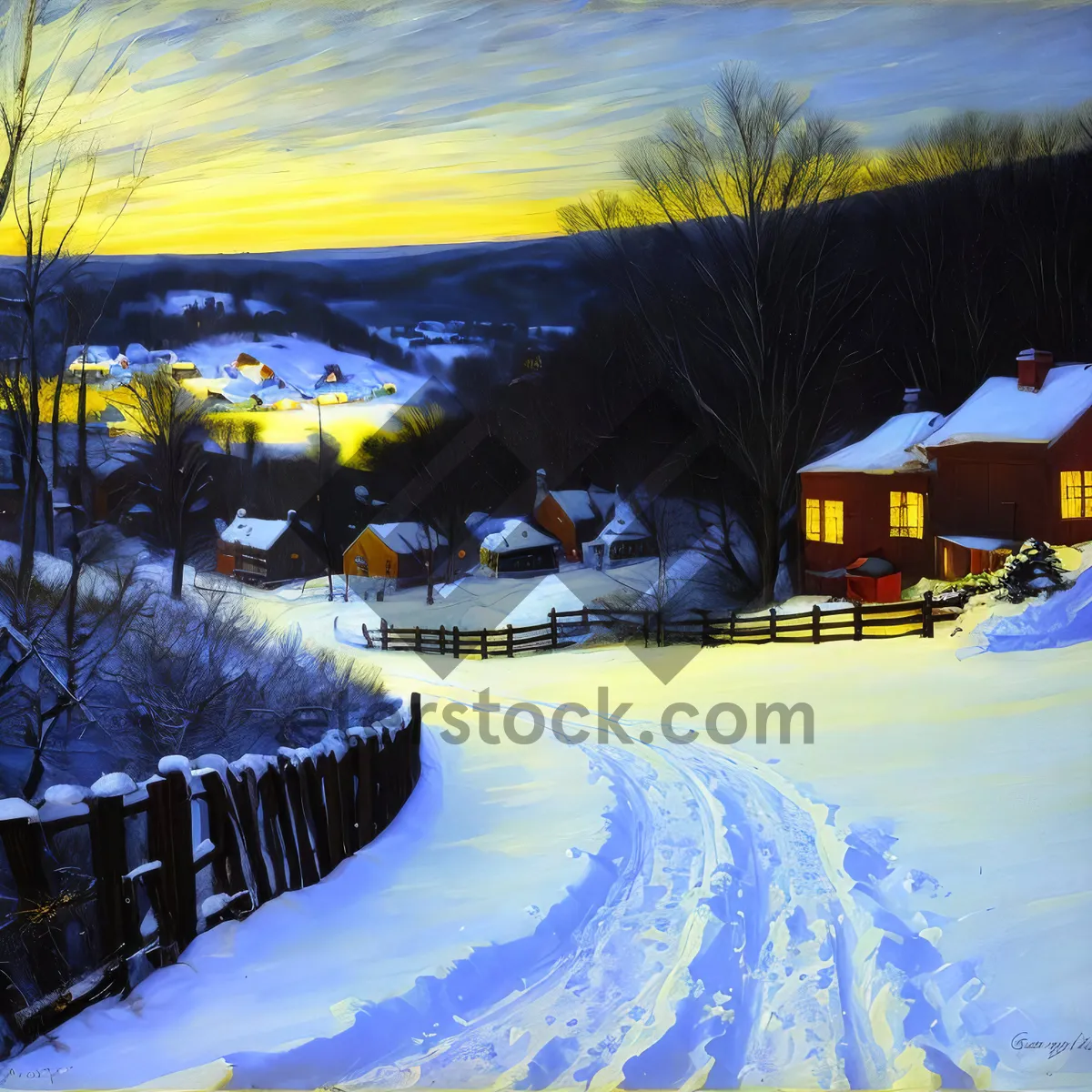 Picture of Frozen Winter Park Landscape with Snowy Mountains