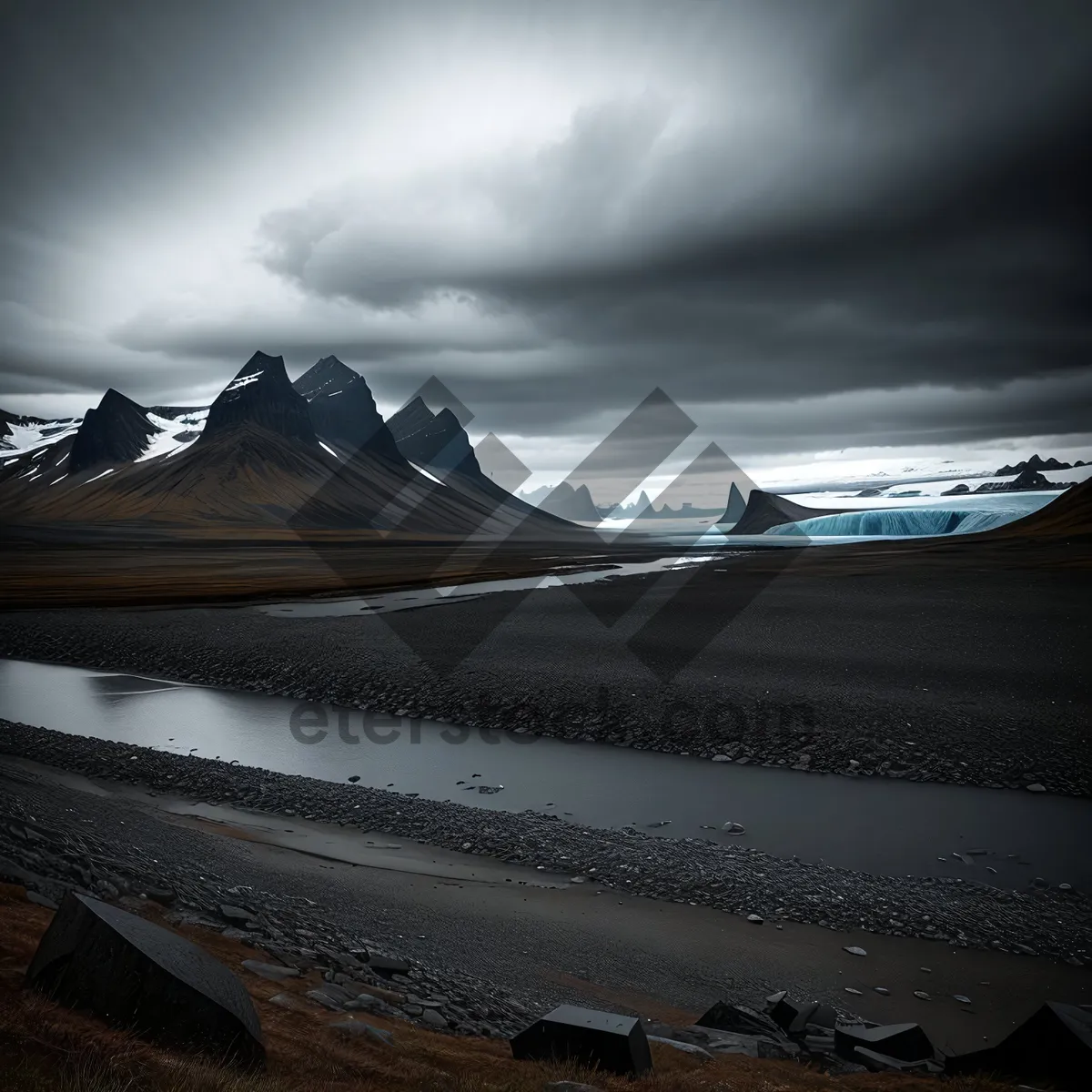 Picture of Scenic Speedboat Soaring over Snowy Mountains