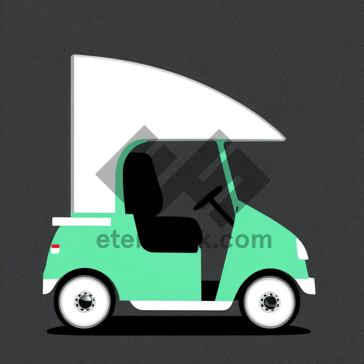 Picture of Golfer Driving Cartoon Car on Transport