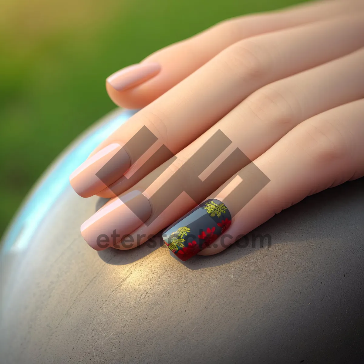 Picture of Healthy Hand with Well-Groomed Nails and Fingers