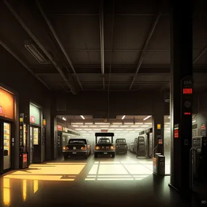 Urban Transport Hub: Modern Subway Station with Movable Turnstiles