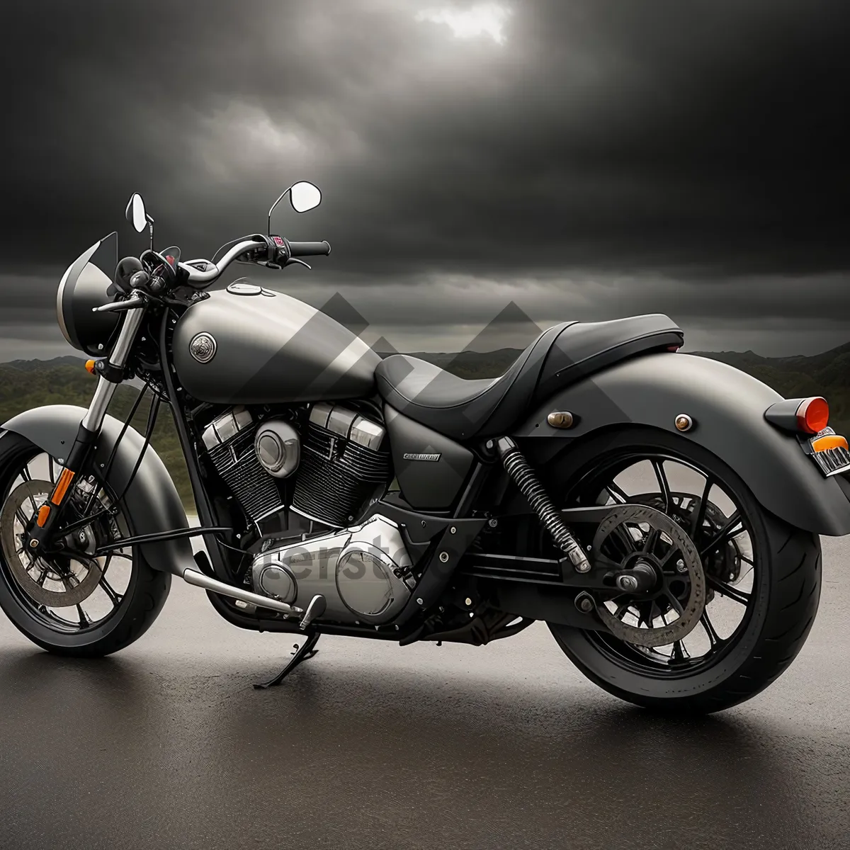 Picture of Speed Machine: Powerful Motorcycle On The Road