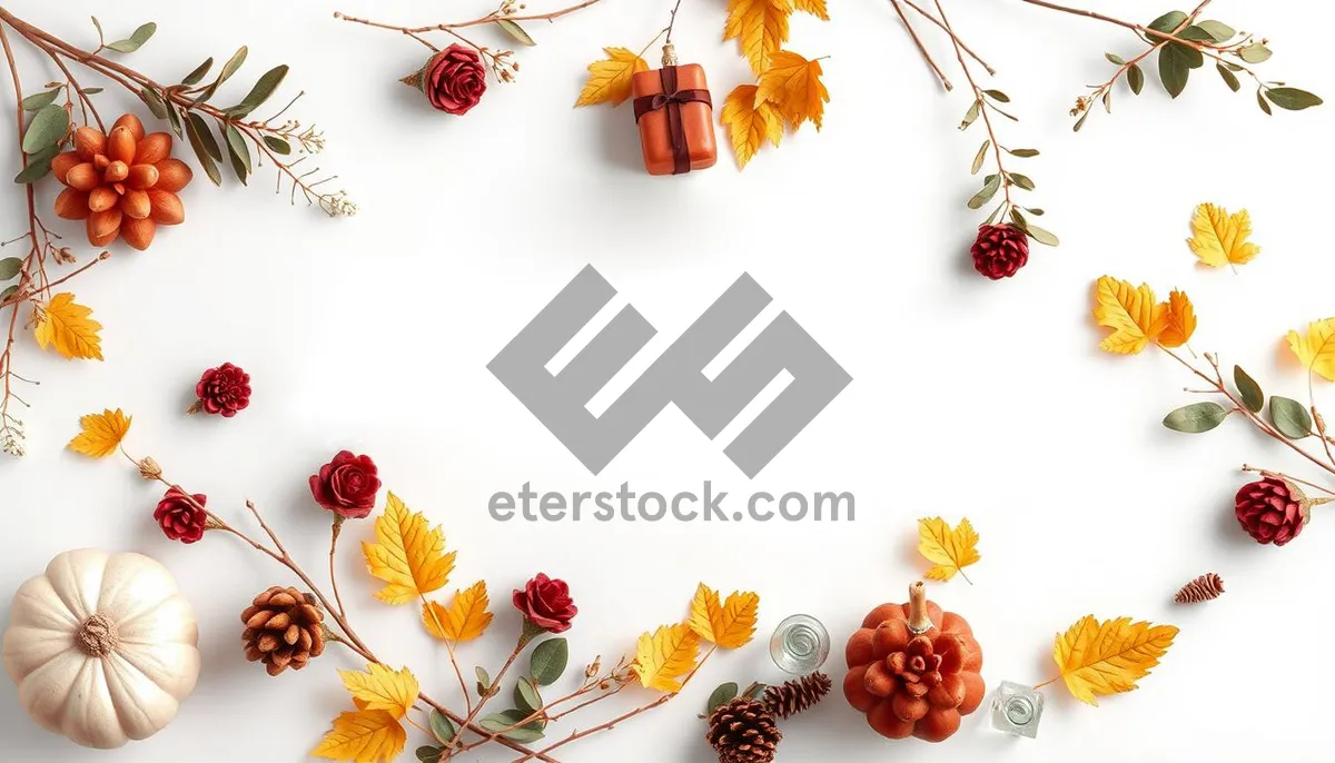 Picture of Floral Holiday Celebration Design with Leaf Ornament Frame