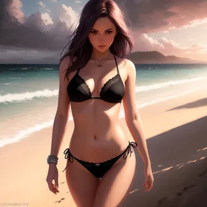 Beach Babe in Stylish Bikini Embracing Summer Vibes