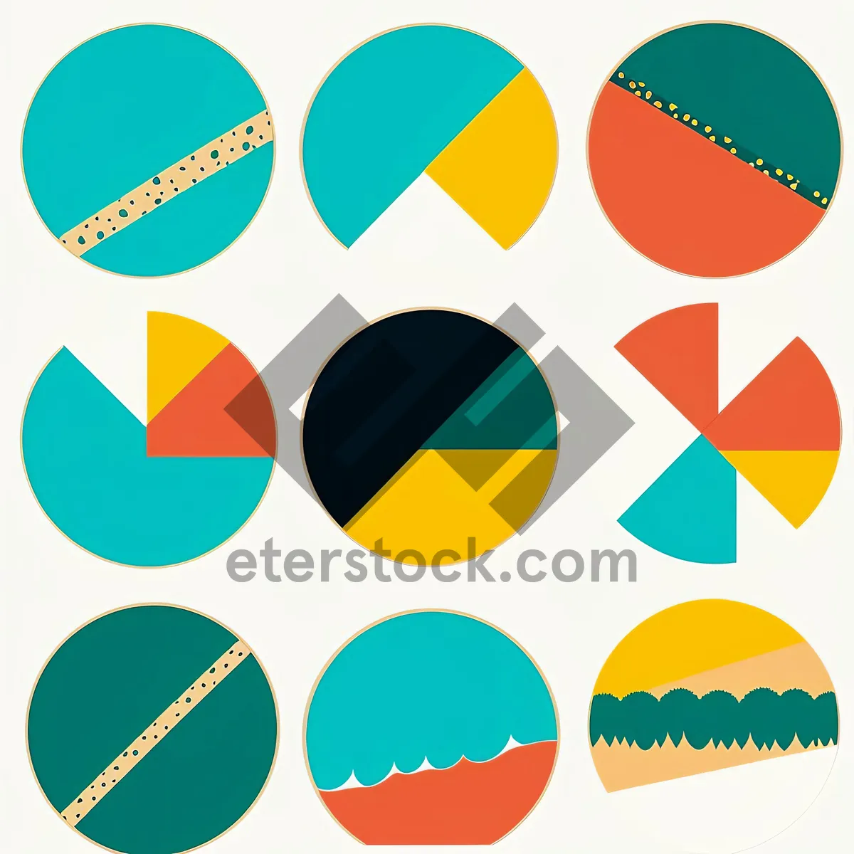 Picture of Round Graphic Design Icon Set for Website Buttons