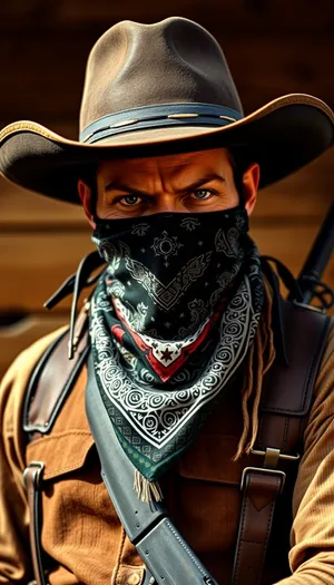 Male in black mask with helmet and weapon