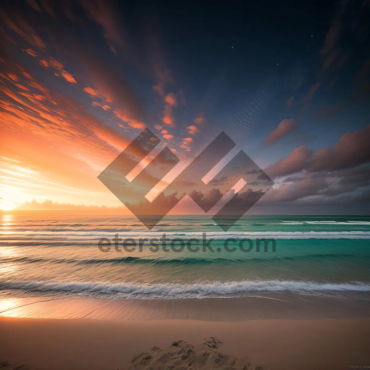 Picture of Golden Horizon: Tranquil Sunset Over Beach