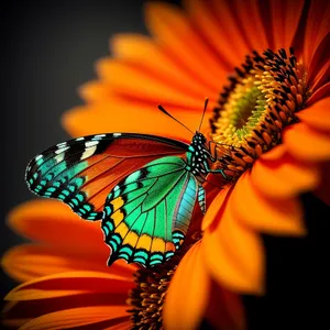 Colorful Monarch Butterfly on Sunflower