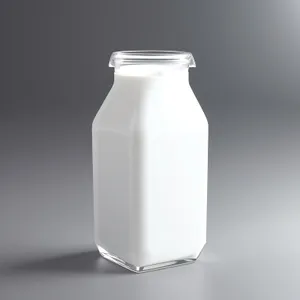 Refreshing Milk in Clean Glass Bottle
