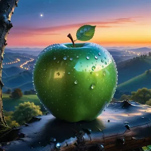 Fresh Granny Smith apple on tree