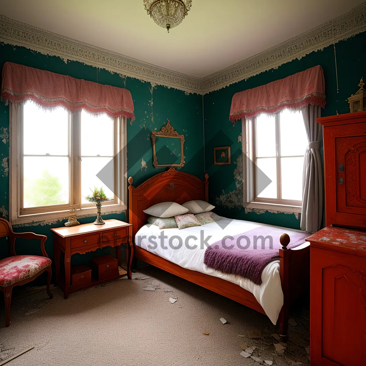 Picture of Cozy Bedroom Retreat with Four-Poster Bed and Fireplace