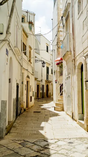 Historic stone church in ancient city alleyway