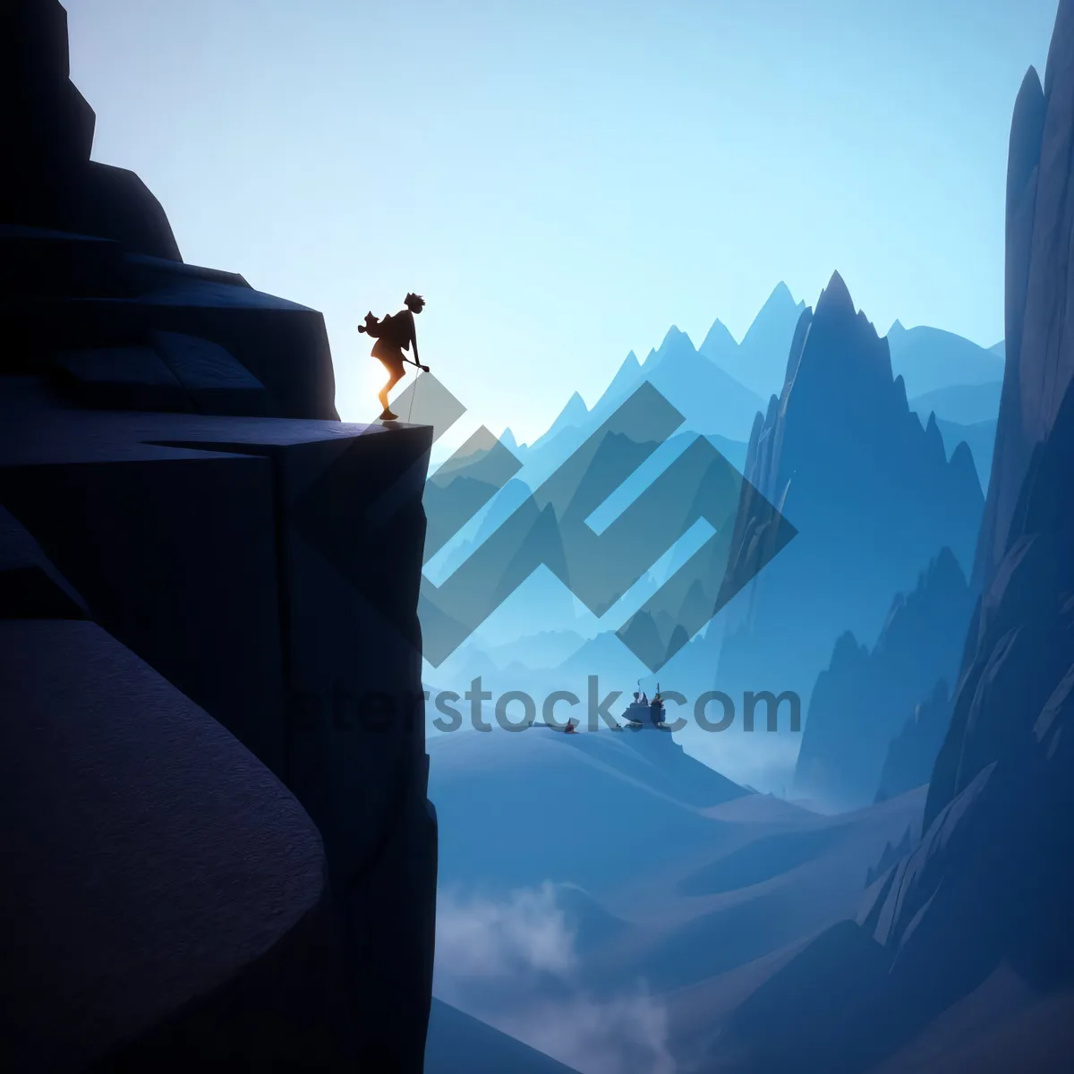 Picture of Snow-capped Peaks in Majestic Mountain Landscape