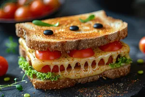 Delicious gourmet plate with cheese and salad