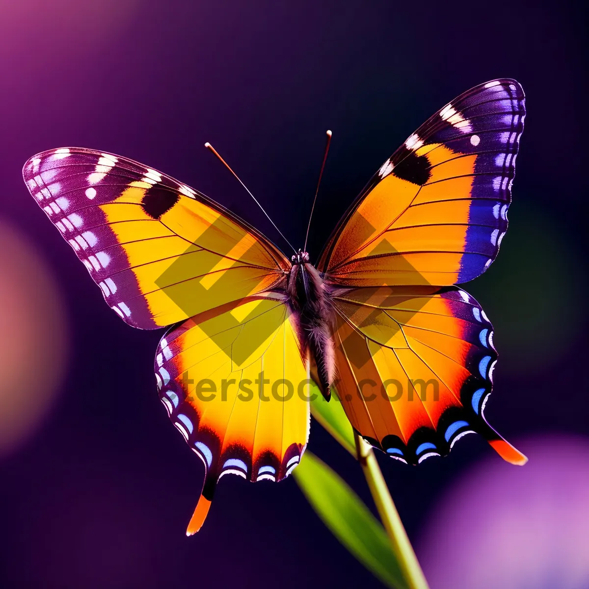 Picture of Colorful Monarch Butterfly with Delicate Wings in Garden