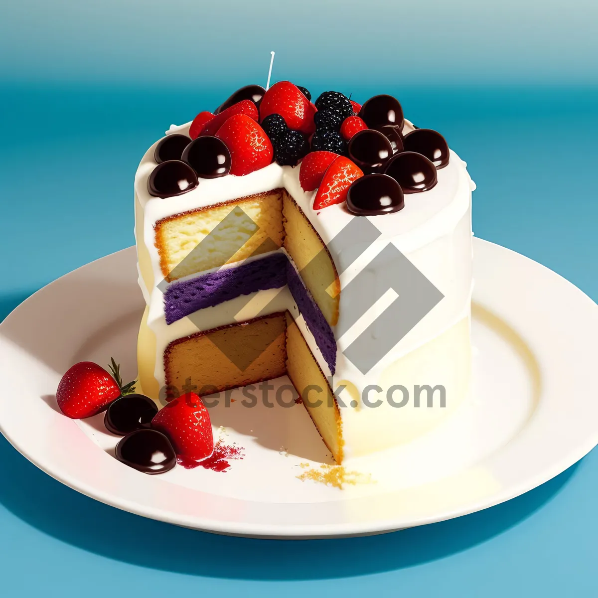 Picture of Delicious Berry Cake with Fresh Summer Berries