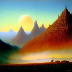 Majestic Dawn: Sunlit Horizon Over Mountain Silhouette