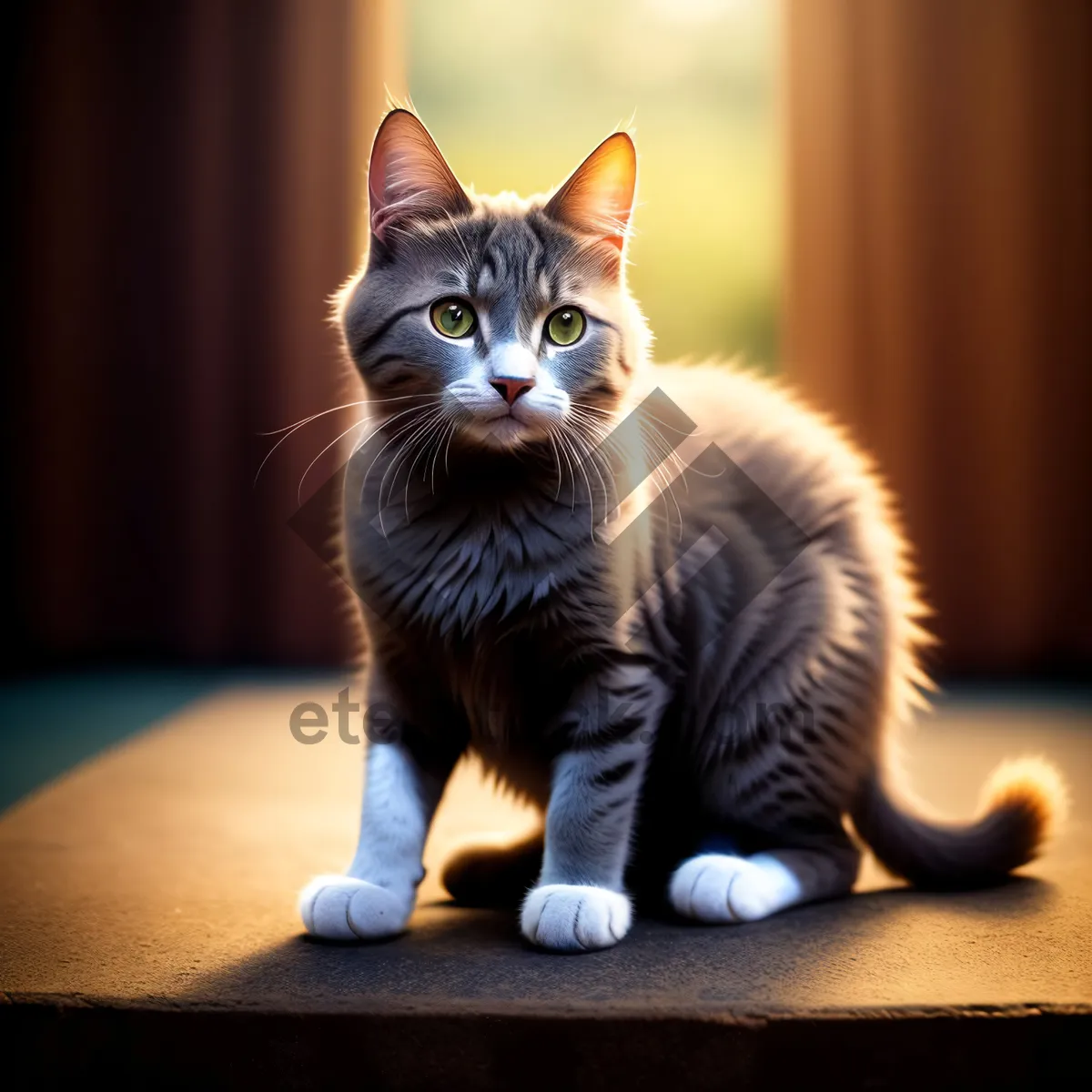 Picture of Curious Kitty Sitting with Playful Expression