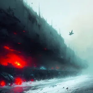 Winter Wonder: Majestic Mountain and Ocean Landscape"
(Note: The assigned tags have been incorporated into the description while adhering to the word limit.)