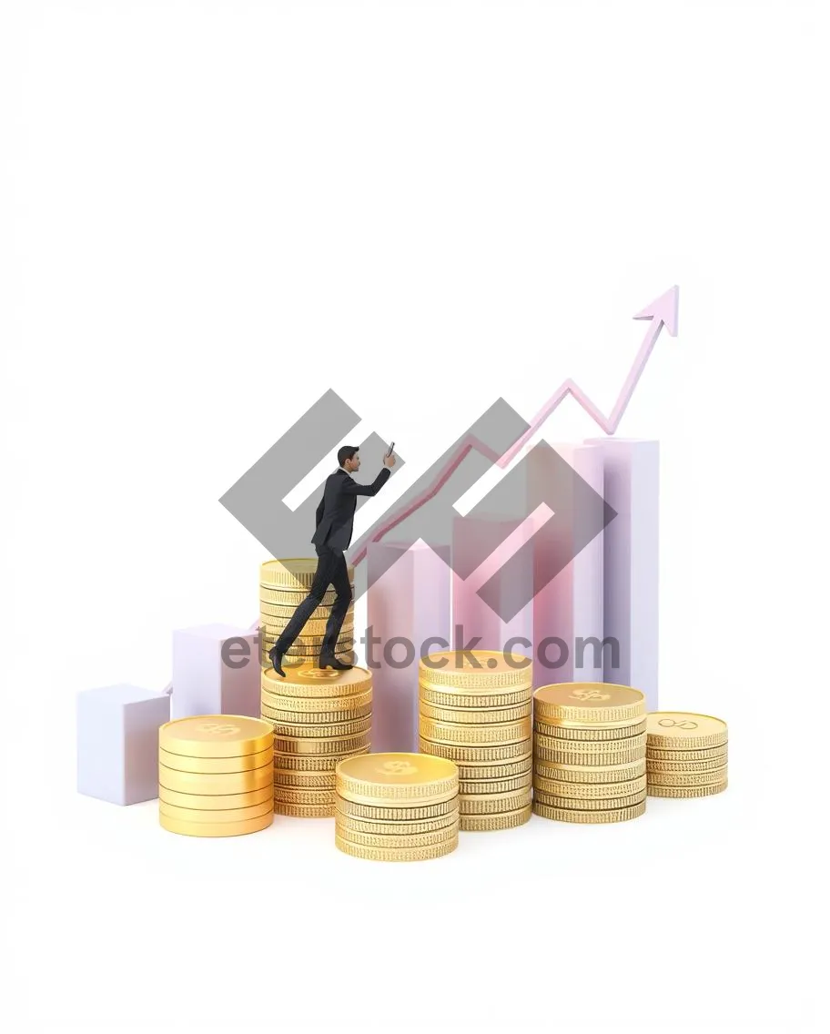 Picture of Golden Business Success Stackurrency Chart.financial Banking cash pile.