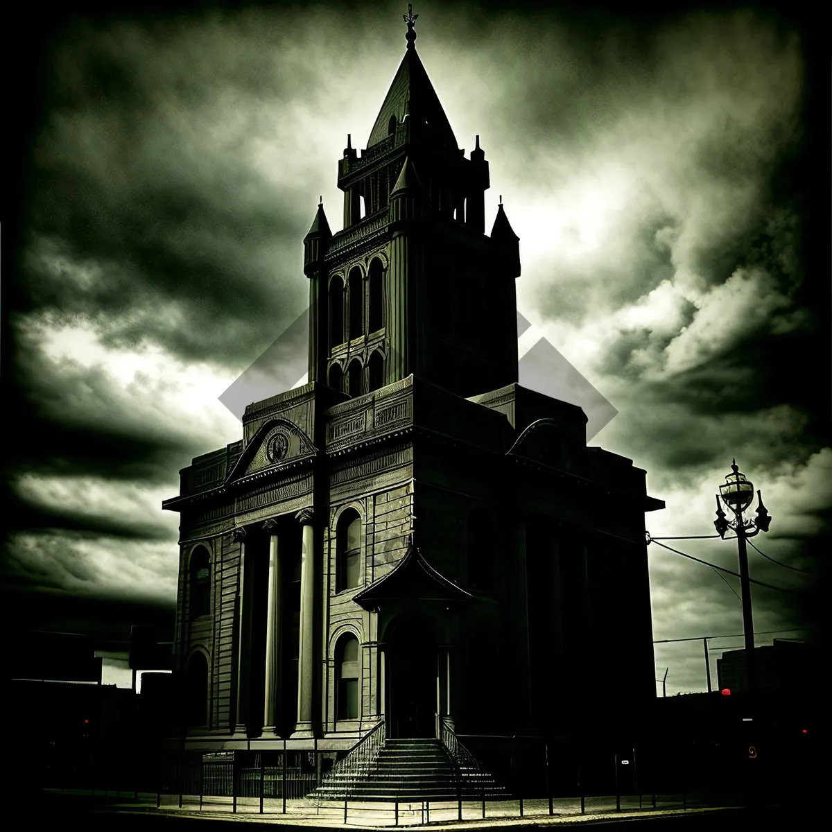 Picture of Old English Cathedral Tower under Timeless Sky