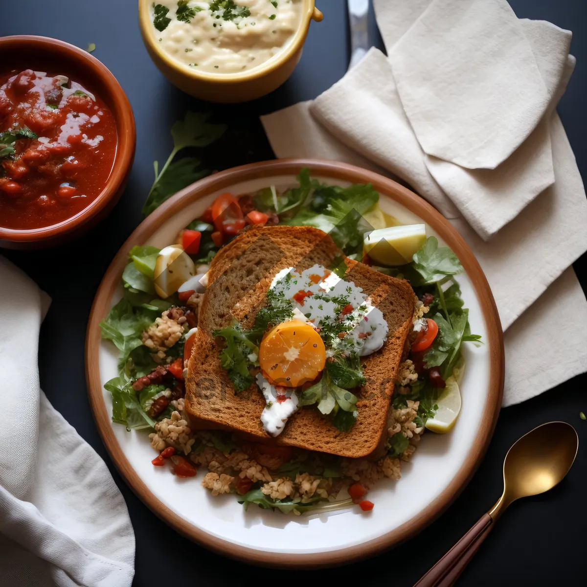 Picture of Healthy Vegetable Salad with Grilled Beef and Sauce
