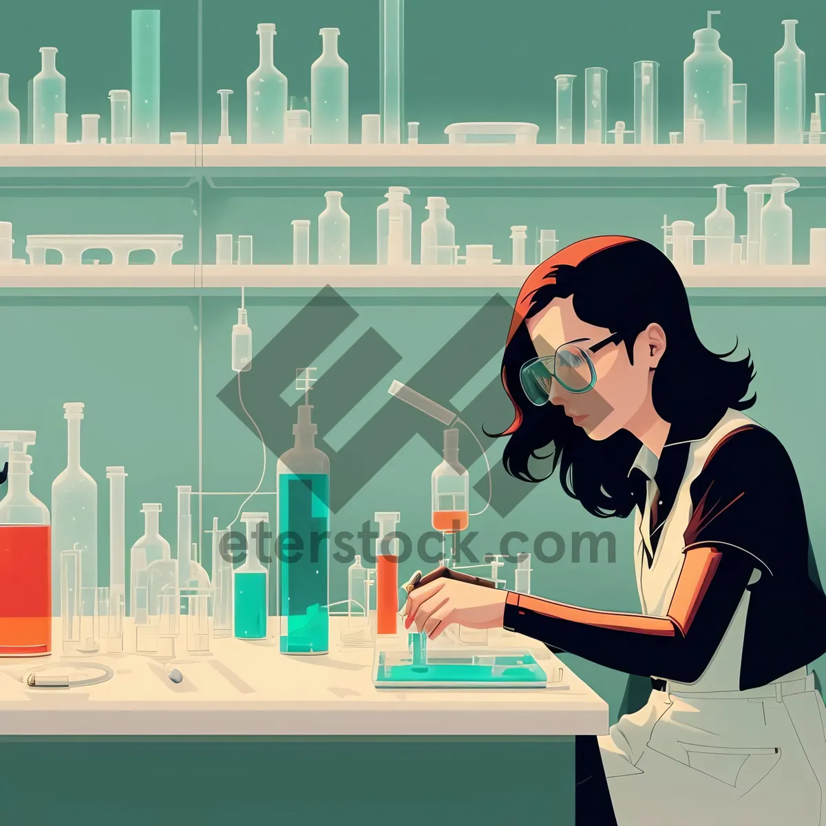 Picture of Happy student studying at office desk with laptop.