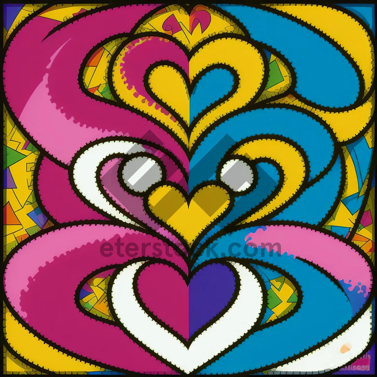 Picture of Vibrant Mosaic Artwork with Colorful Shapes & Patterns