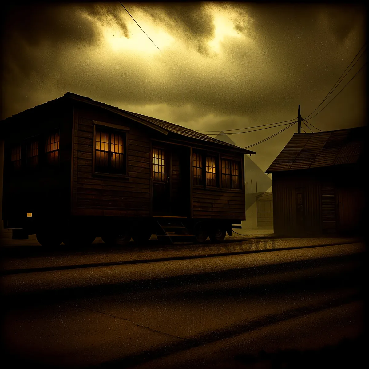 Picture of Urban Mobile Home on Railroad Tracks