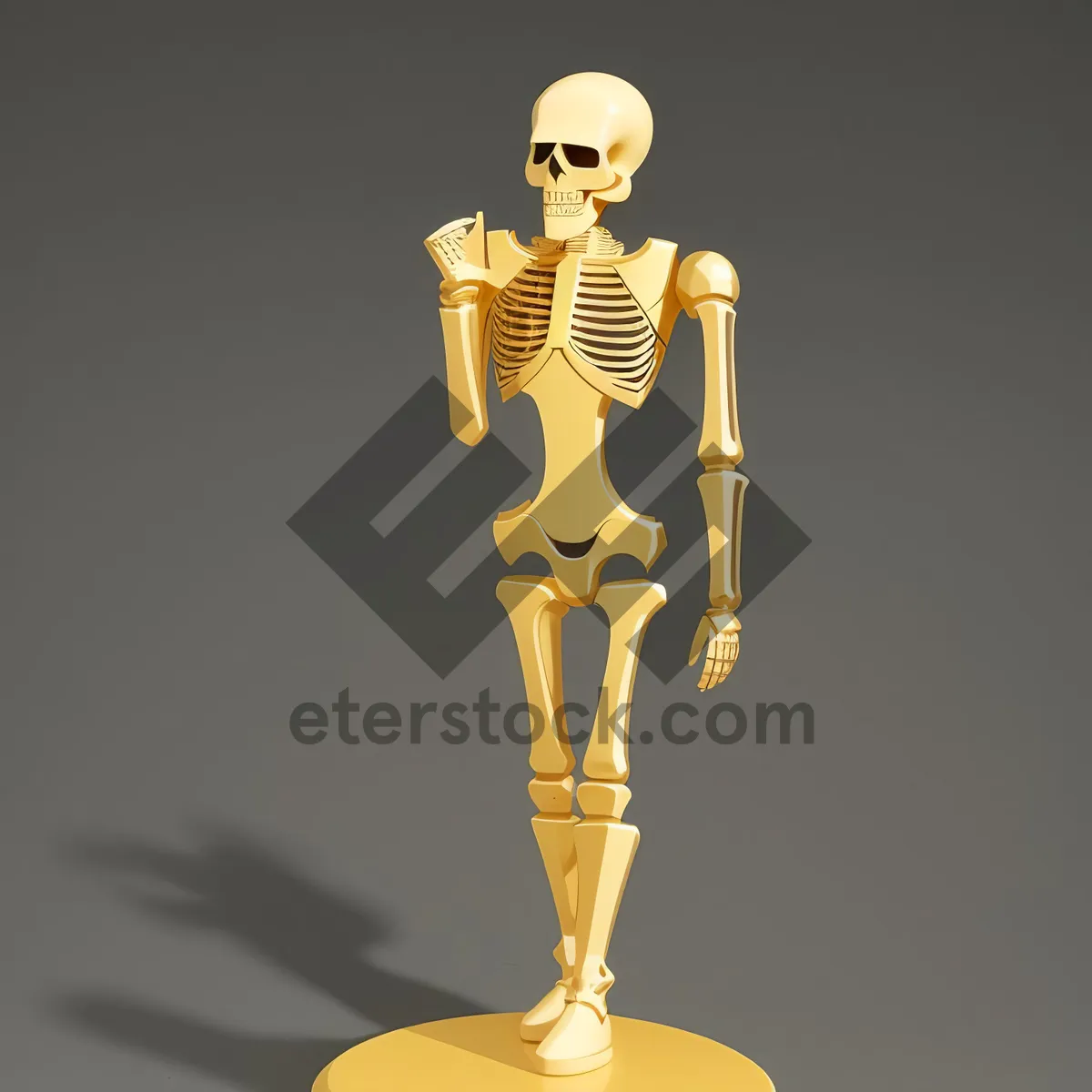 Picture of Golden skeletal spine anatomy in 3D image