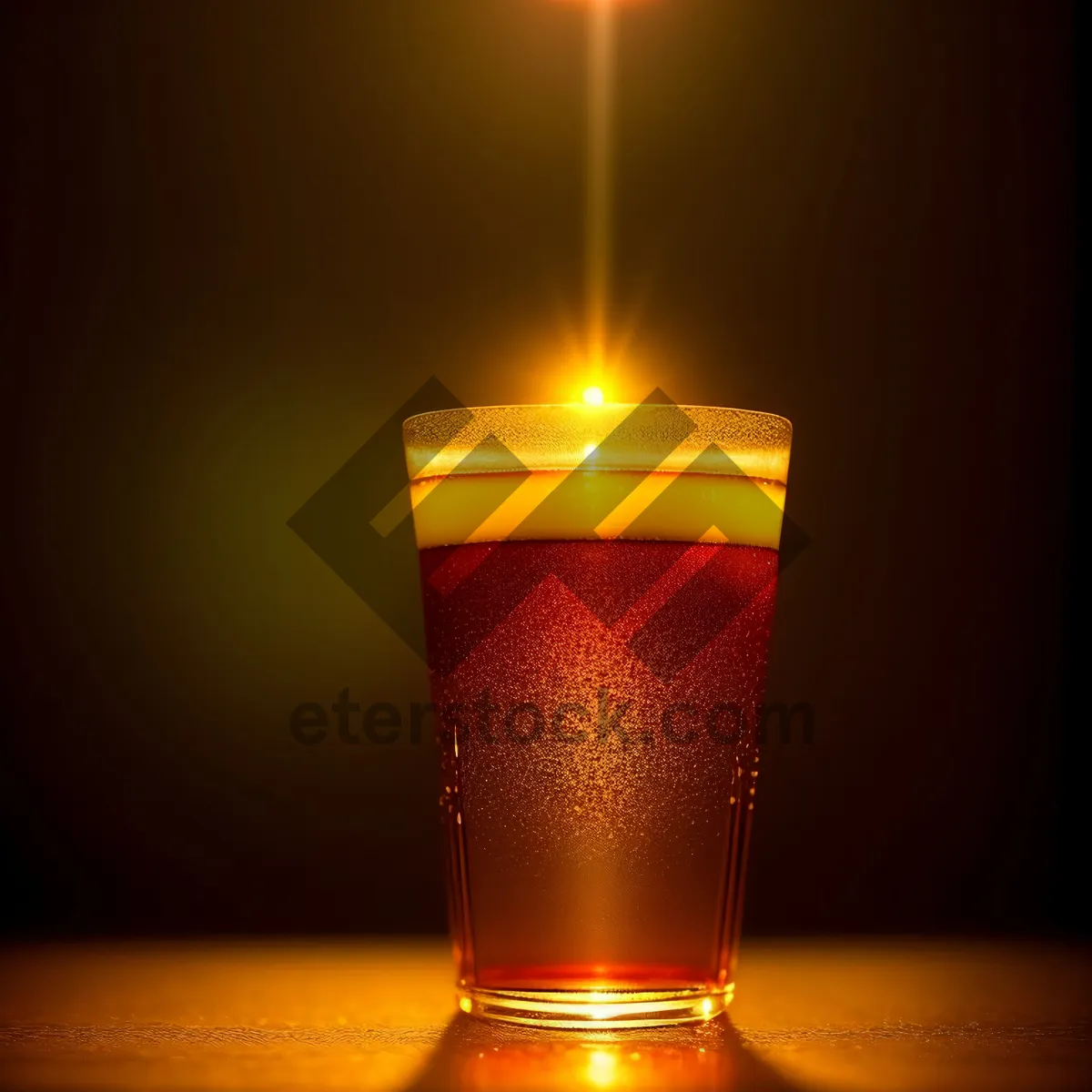 Picture of Refreshing golden lager with frothy bubbles in a glass mug