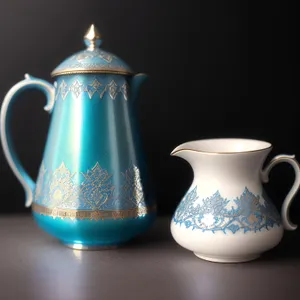 Coffee Time: Traditional Porcelain Teapot and Cup"
OR
"Morning Beverage: Ceramic Teapot and Coffee Mug