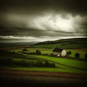 Serenity on the Horizon: Vast Cloudscape Over Rural Meadow