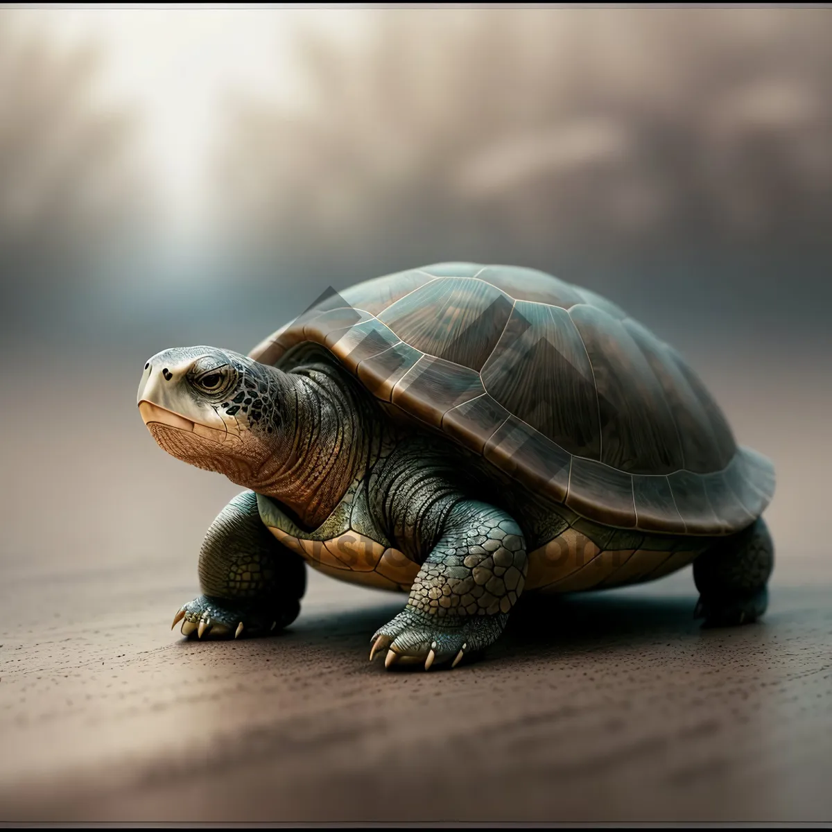 Picture of Terrapin Turtle Shell: Slow-moving Reptile in Wildlife