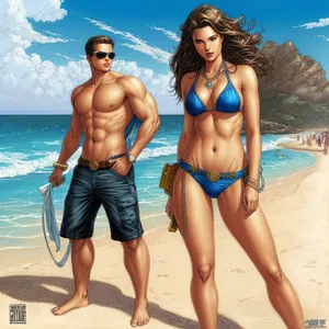 Summer Fun: Attractive Model Exuding Vacation Vibes in Beachwear