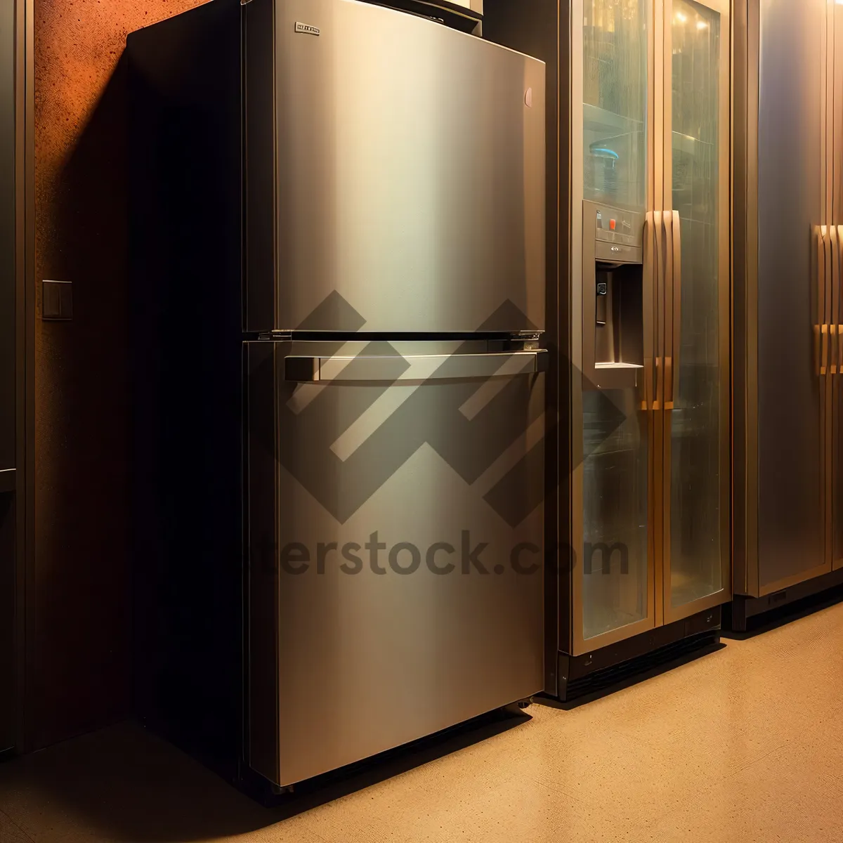 Picture of Modern White Refrigerator in Contemporary Home Interior Design