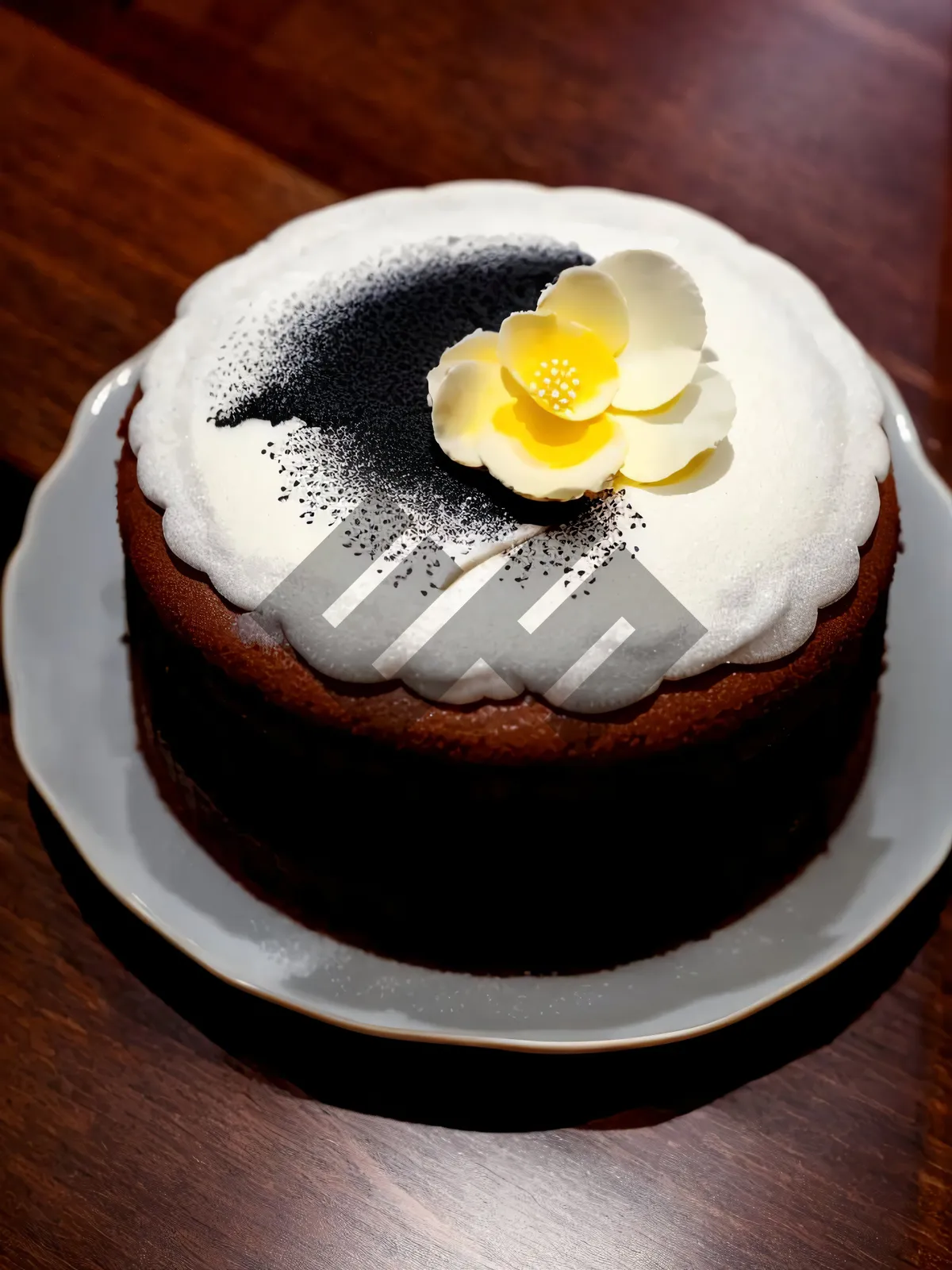 Picture of Delicious Fruit Cake with Sweet Cream and Chocolate Icing