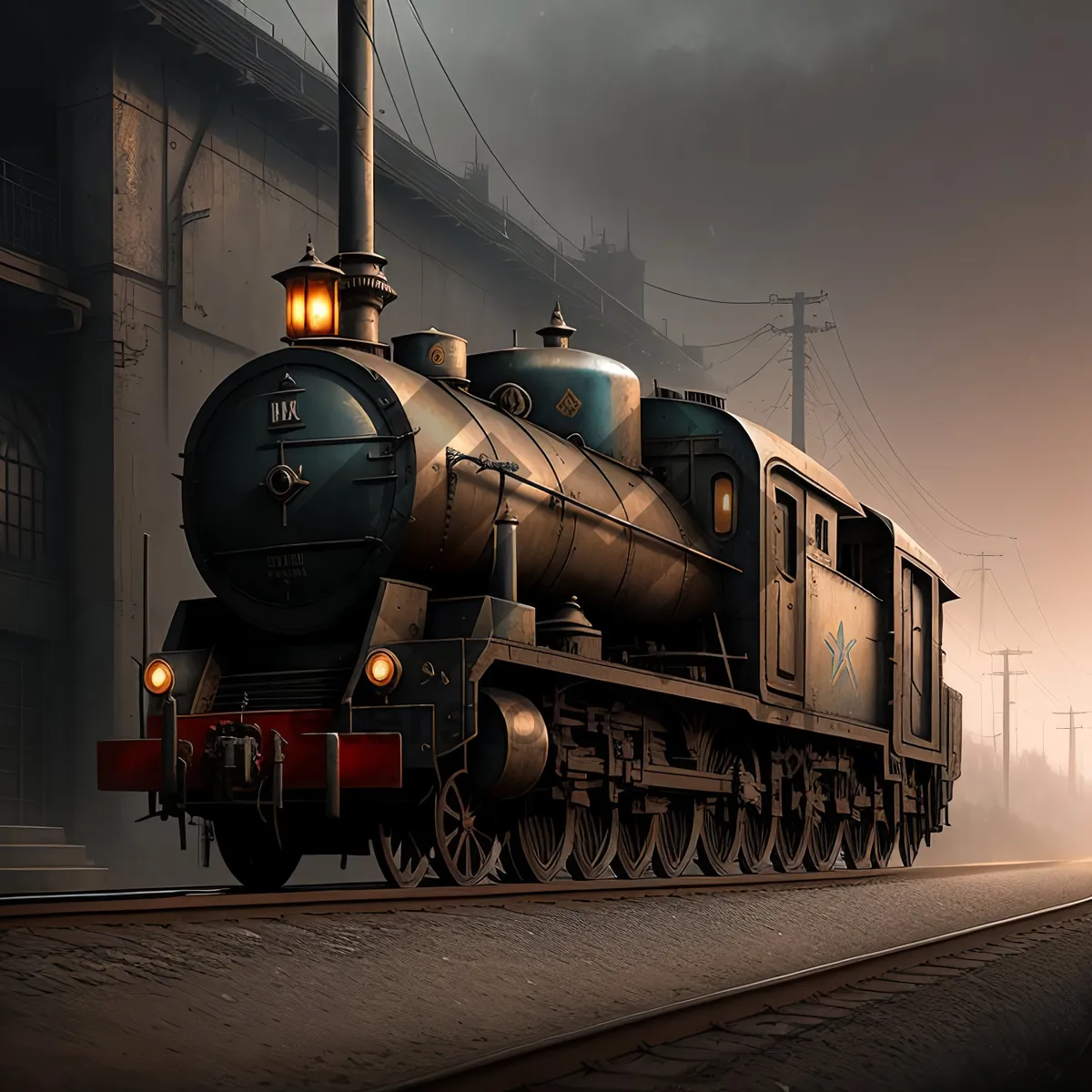 Picture of Classic Steam Locomotive Chugging Along the Railroad